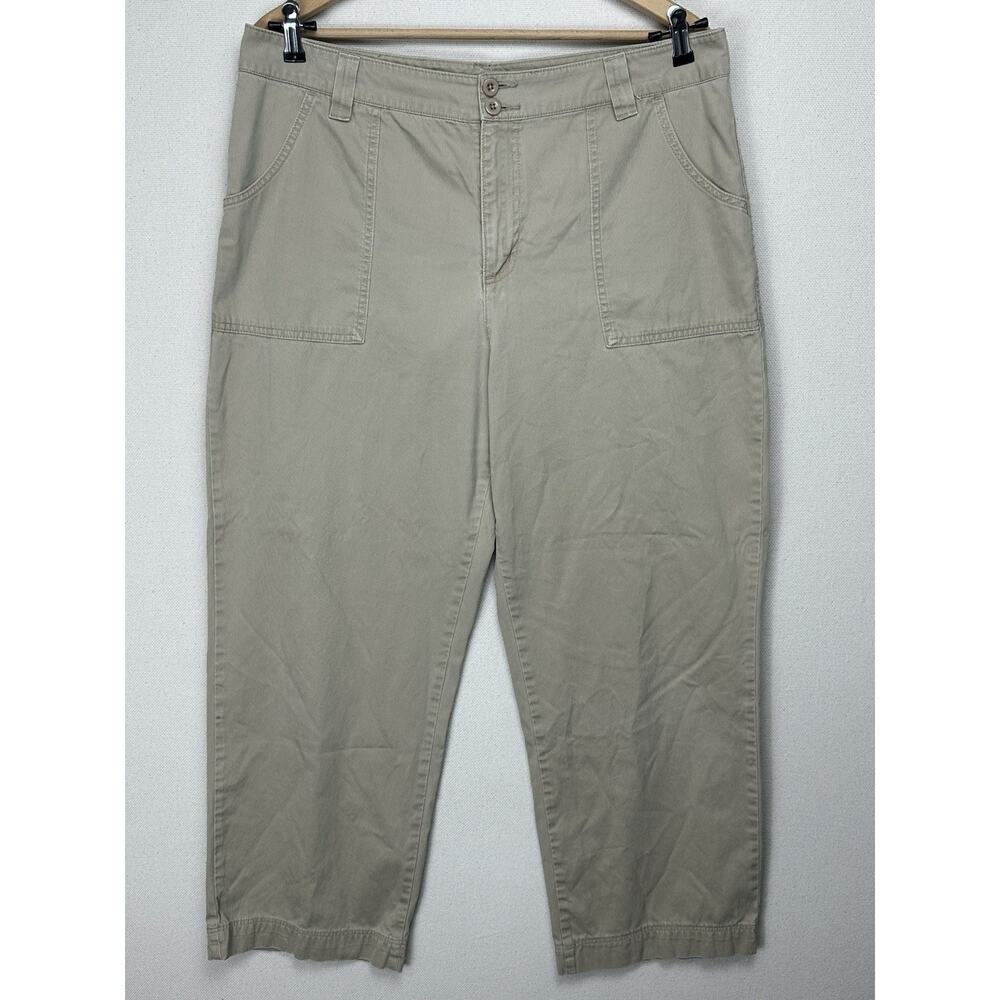 Mountain Lake Women's Crop Pants Sz 16 Lt. Beige 100% Cotton Casual Beach Preppy
